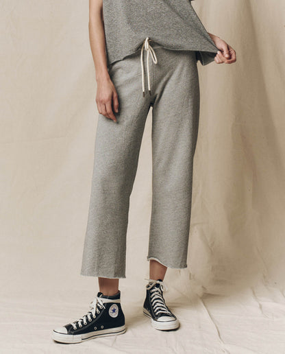 The Wide Leg Cropped Sweatpant Heather Grey