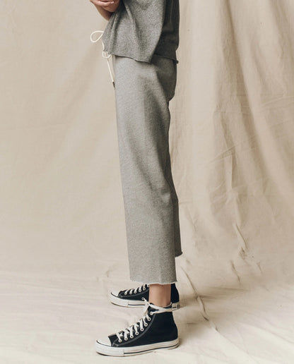 The Wide Leg Cropped Sweatpant Heather Grey