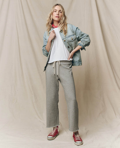 The Wide Leg Cropped Sweatpant Heather Grey