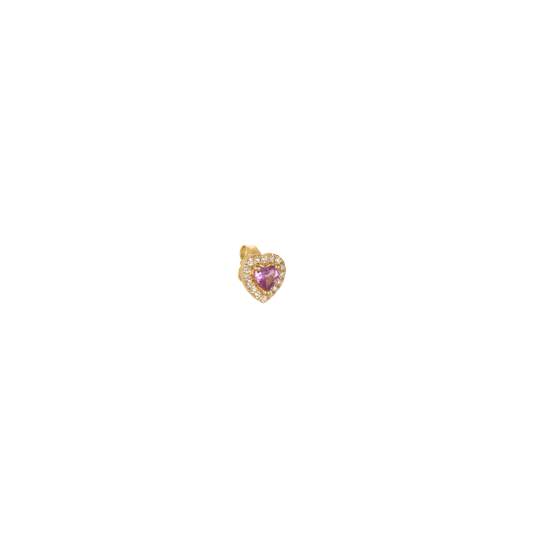 Pink Sapphire Heart Stud