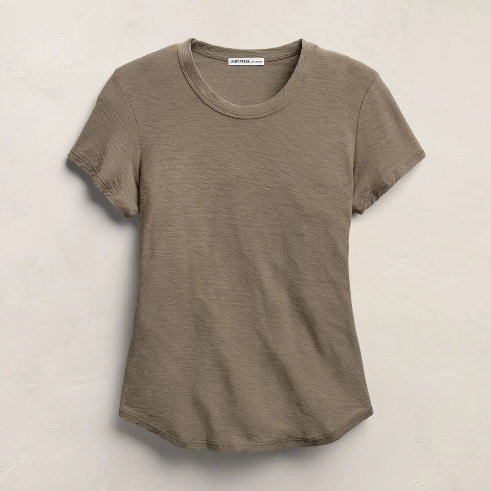 Sheer Slub Crew Neck Tee Light Olive