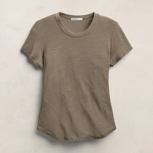 Sheer Slub Crew Neck Tee Light Olive