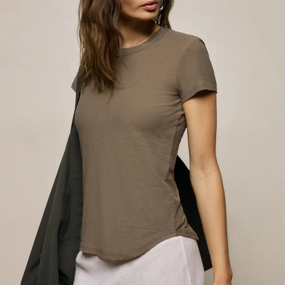 Sheer Slub Crew Neck Tee Light Olive
