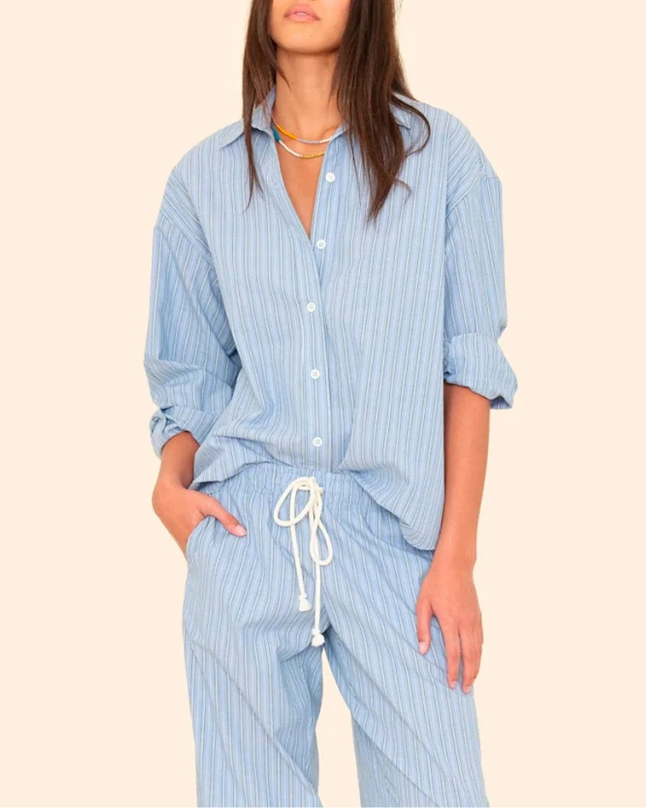 Chambray Teal Stripe Hayven Shirt