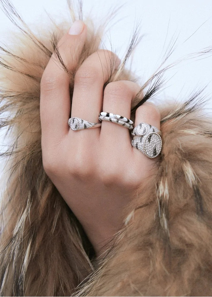 Zebra & White Gold Twisted Band