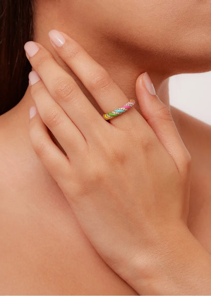 Rainbow Enamel Wedding Band