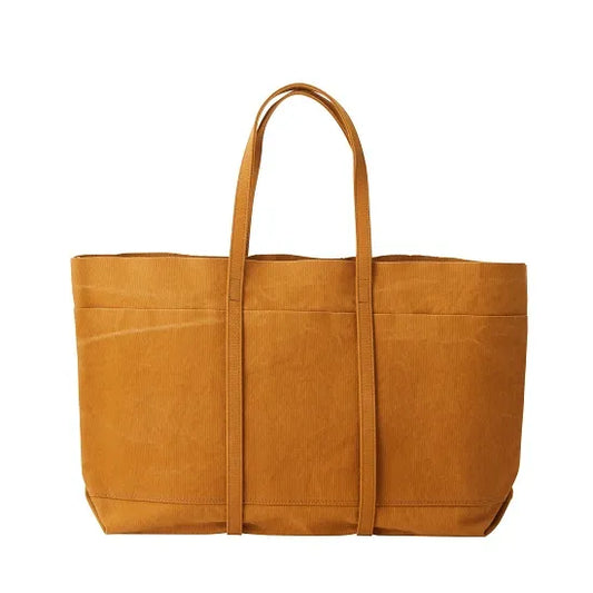 Washed Canvas 6-Pockets Tote Large  Mustard