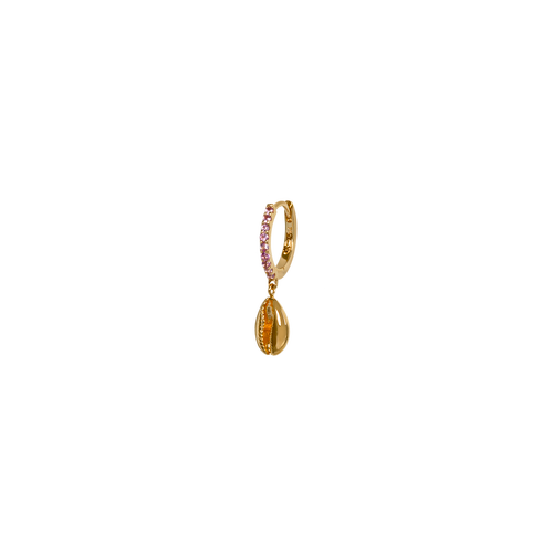 Pink Sapphire & Cowrie Hoop Earring