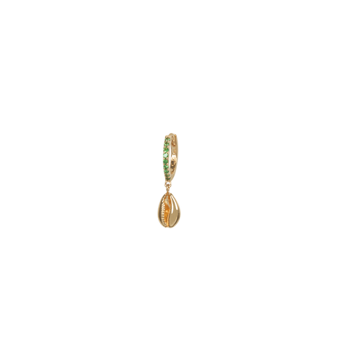 Tsavorite & Cowrie Hoop Earring