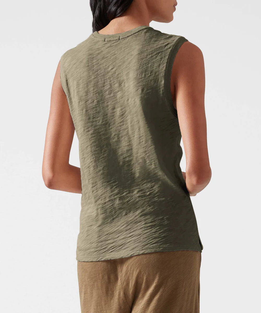 Slub Jersey Sleeveless Schoolboy Tee - Army