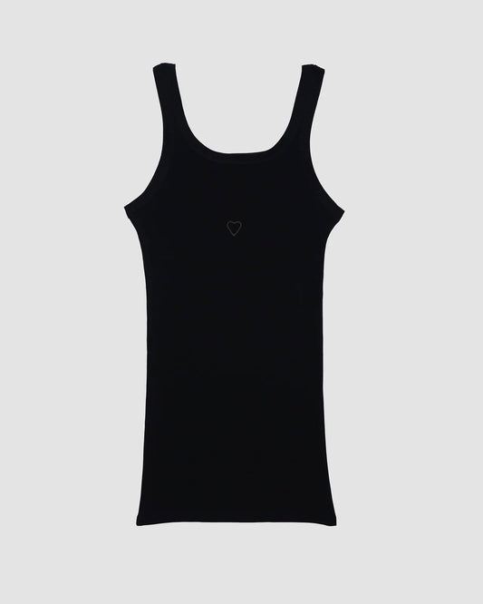 Heart Tank Top Black