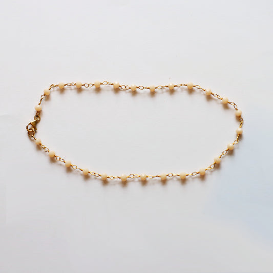 Cream Beads Chain Anklet