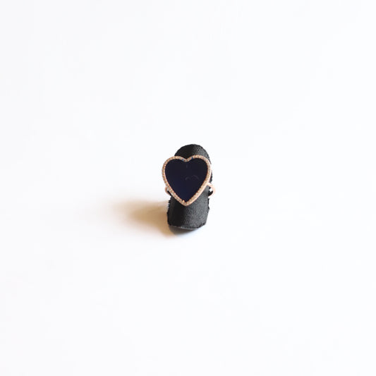 Dark Blue Heart Enamel Ring