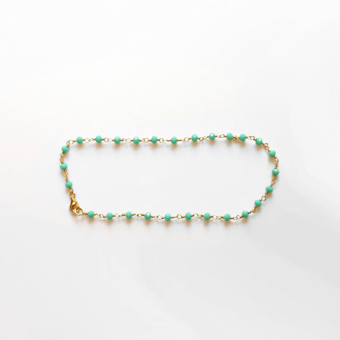 Green Beads Chain Anklet