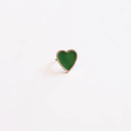 Green Heart Enamel Ring