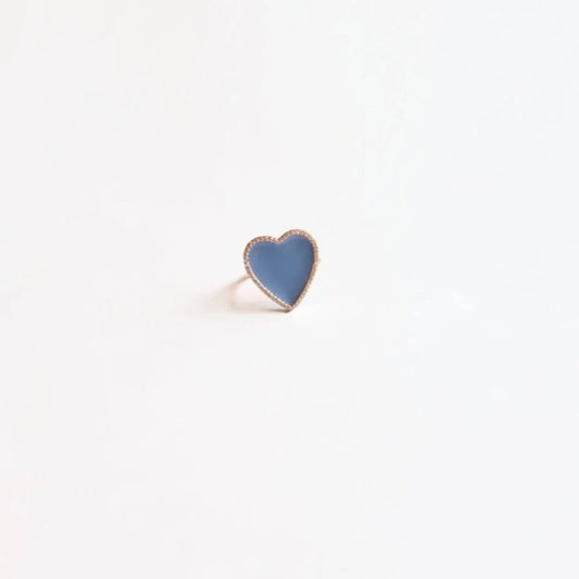 Blue Heart Enamel Ring