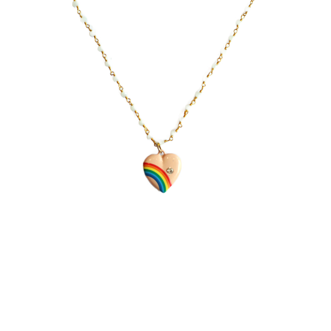 Pink Heart Rainbow Necklace