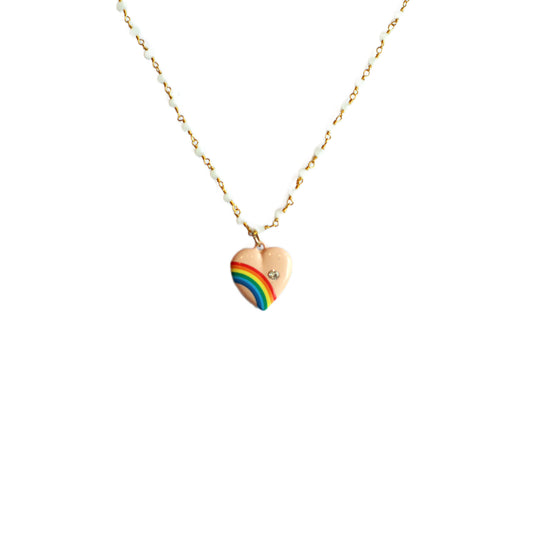 Pink Heart Rainbow Necklace