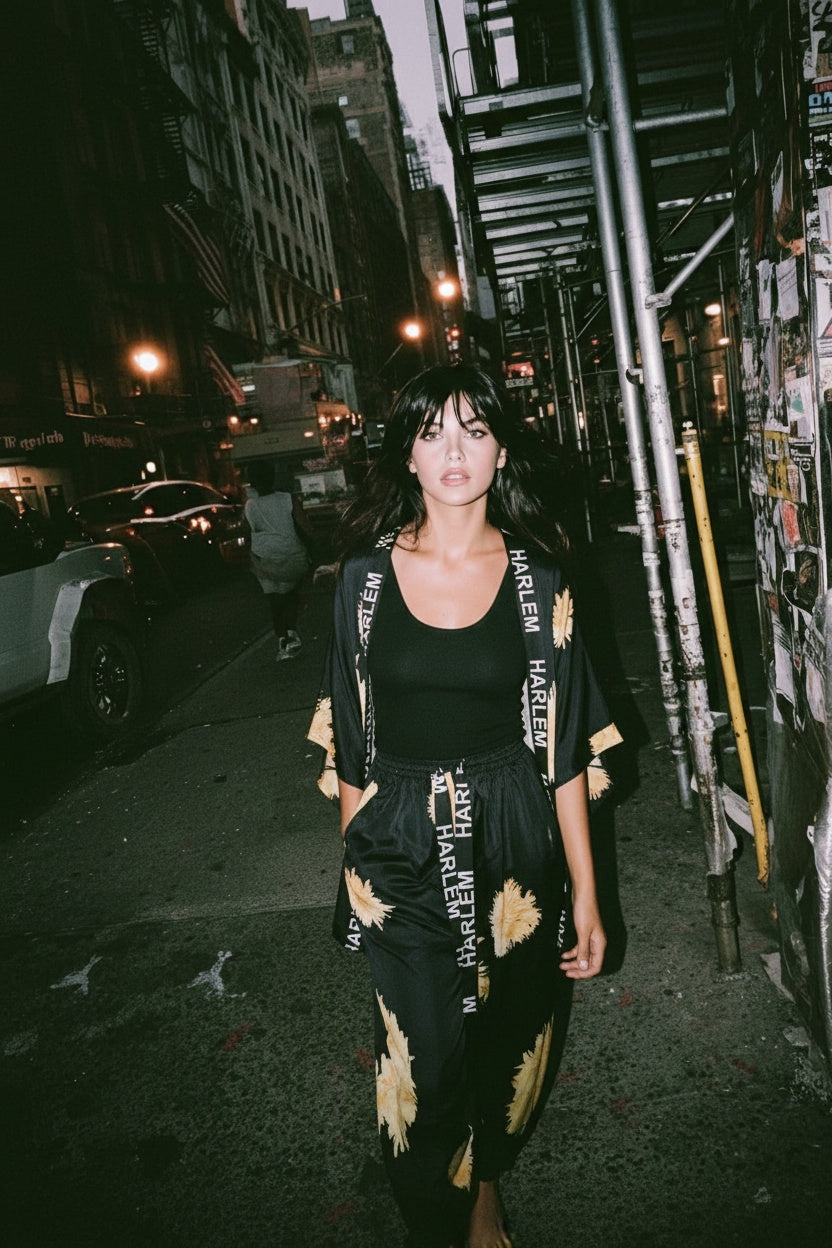 Yaya Short Kimono Dahlia Black