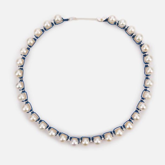 Root Pearl Choker with Freshwater Pearls & Zircon