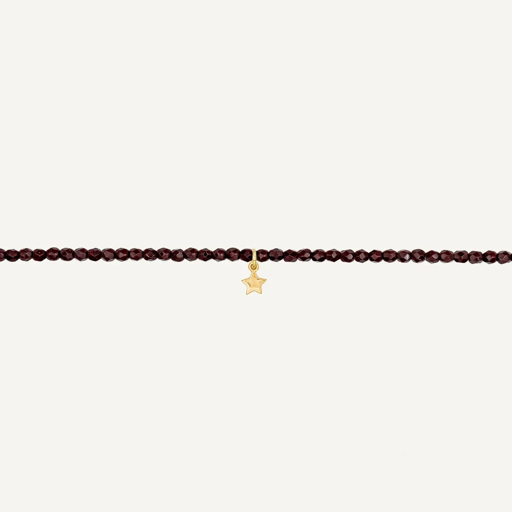 Burgundy Bracelet Necklace with Star Pendant