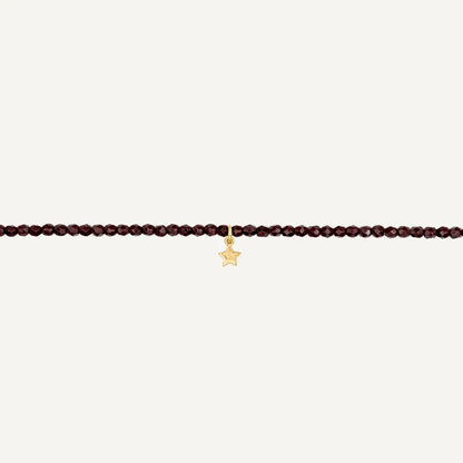 Burgundy Bracelet Necklace with Star Pendant