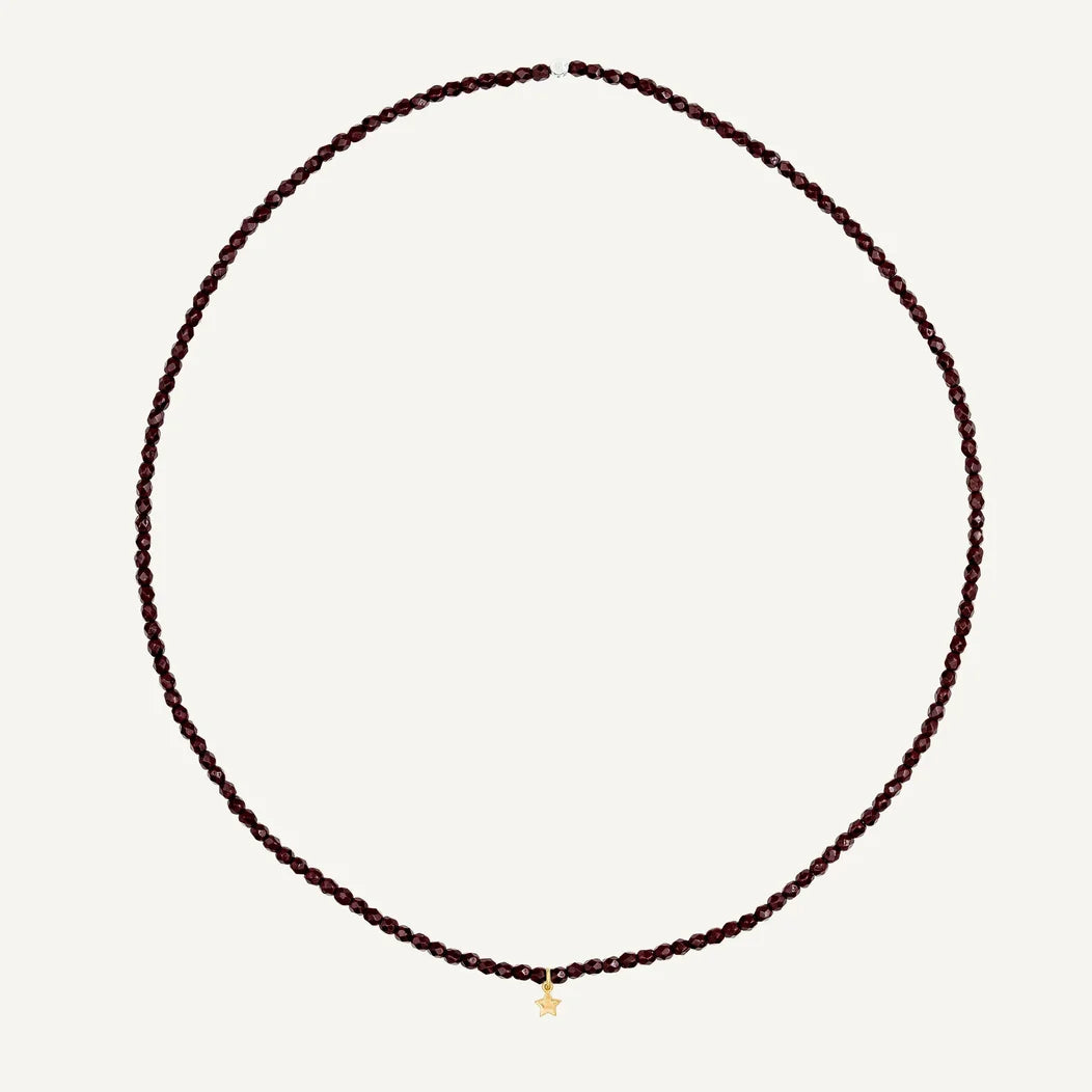Burgundy Bracelet Necklace with Star Pendant