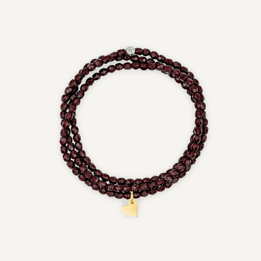 Burgundy Bracelet Necklace with Heart Pendant