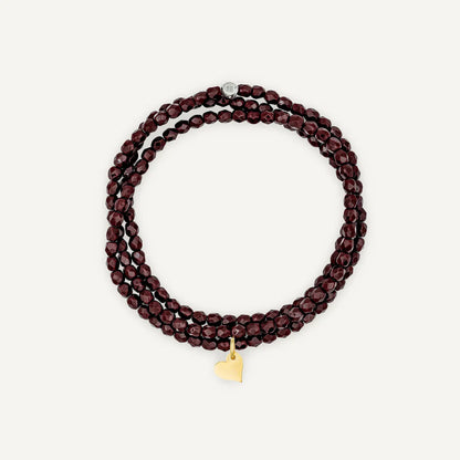 Burgundy Bracelet Necklace with Heart Pendant