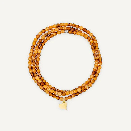 Caramel Bracelet Necklace with Heart Pendant