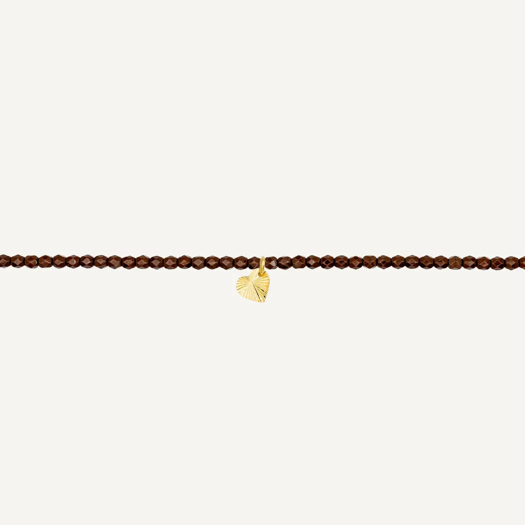 Chocolate Bracelet Necklace with Heart Pendant