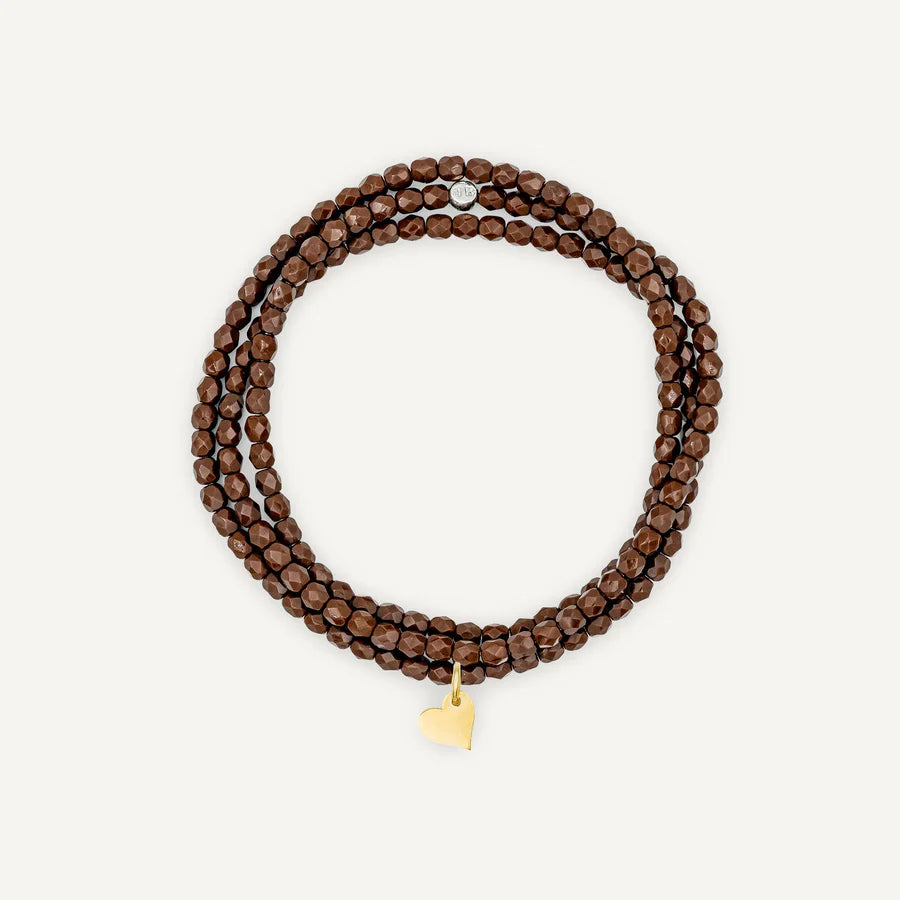 Chocolate Bracelet Necklace with Heart Pendant