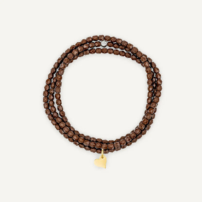 Chocolate Bracelet Necklace with Heart Pendant