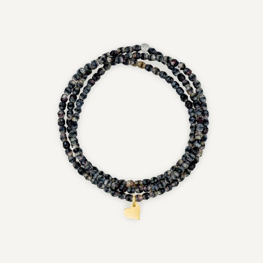 Marbled Grey bracelet necklace with Heart Pendant