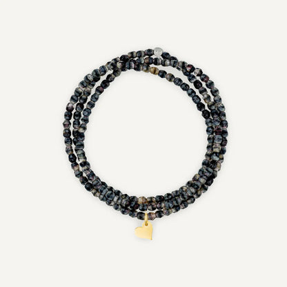 Marbled Grey bracelet necklace with Heart Pendant