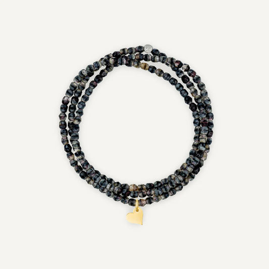 Marbled Grey bracelet necklace with Heart Pendant