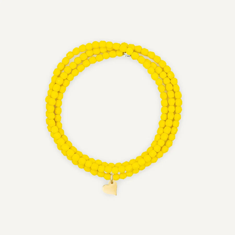 Neon Yellow Bracelet Necklace with Heart Pendant