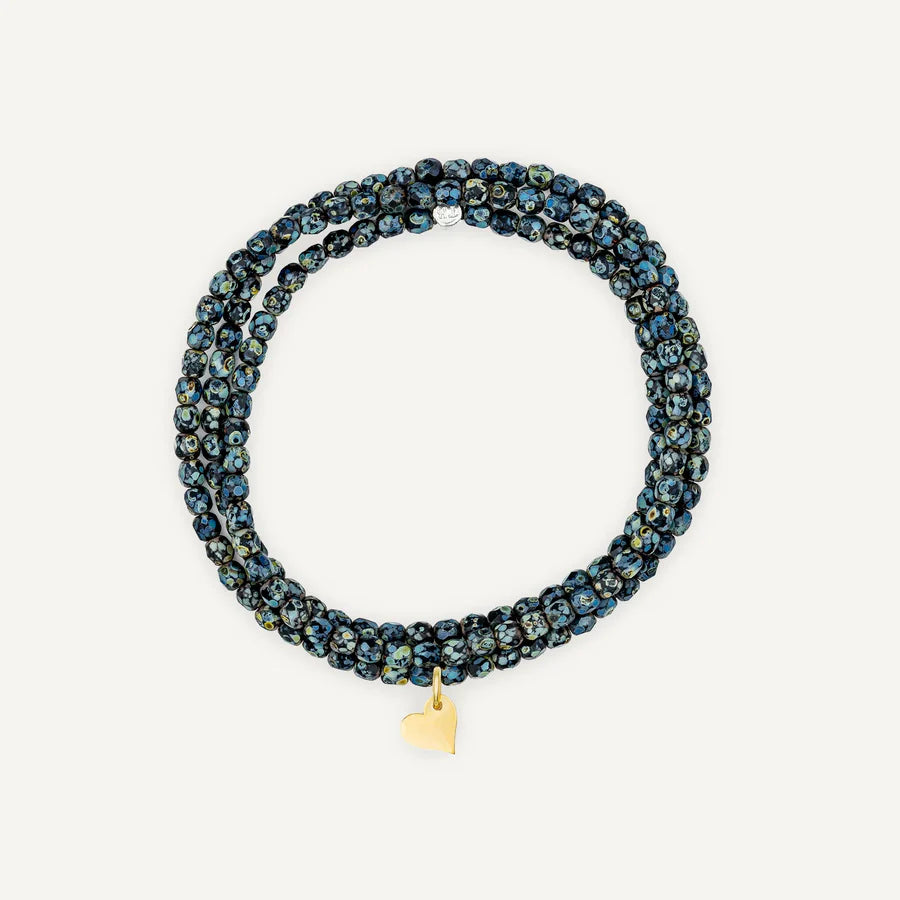 Black Rock Bracelet Necklace with Heart Pendant