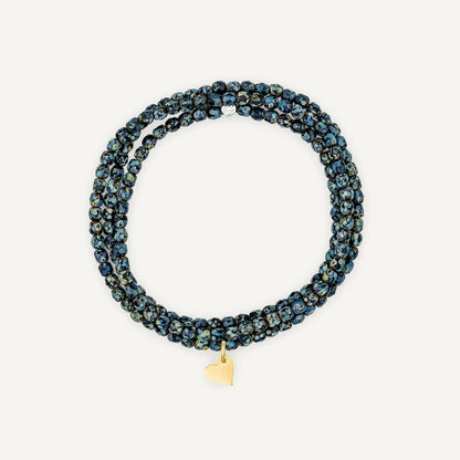 Black Rock Bracelet Necklace with Heart Pendant