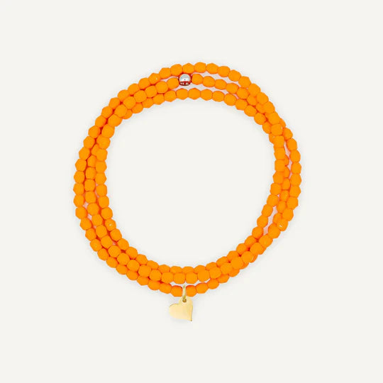 Orange Bracelet Necklace with Heart Pendant