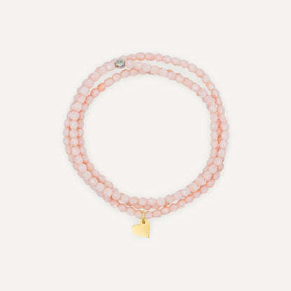 Pink Marshmallow Bracelet Necklace with Heart Pendant