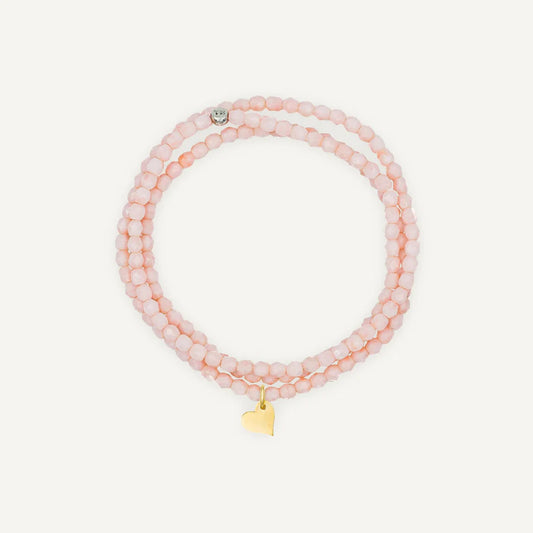 Pink Marshmallow Bracelet Necklace with Heart Pendant