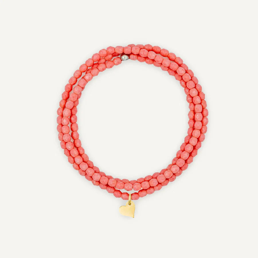 Powder Pink Bracelet Necklace with Heart Pendant