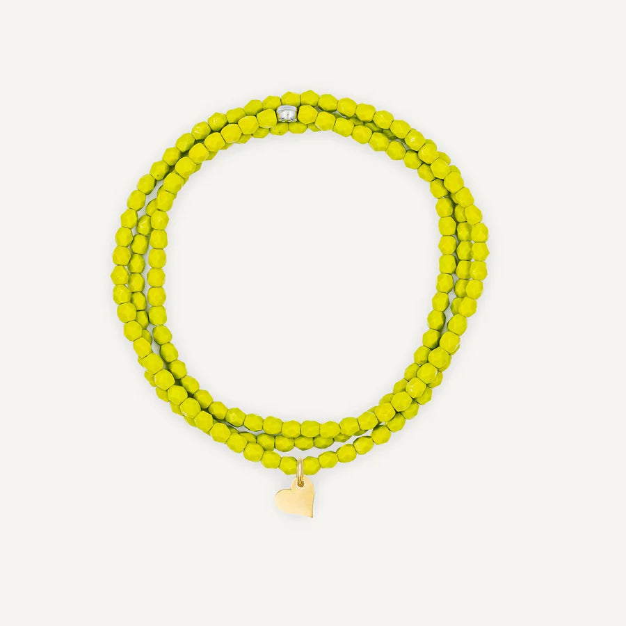 Olive Green Bracelet Necklace with Heart Pendant