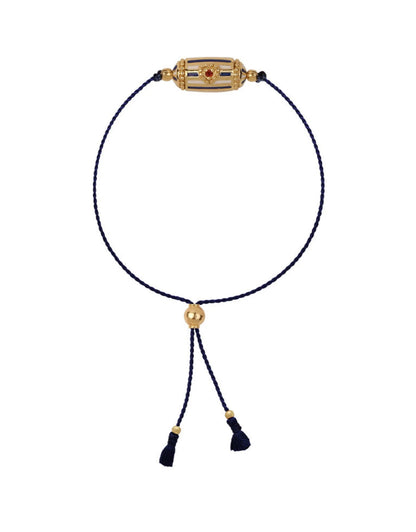 Lola Rakhi Bracelet in Enamel and Blue Thread