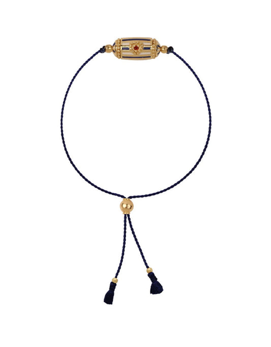 Lola Rakhi Bracelet in Enamel and Blue Thread