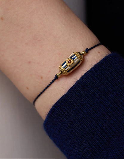 Lola Rakhi Bracelet in Enamel and Blue Thread