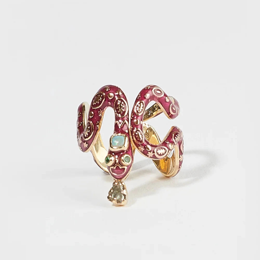 Eve Enamel Ring Burgundy