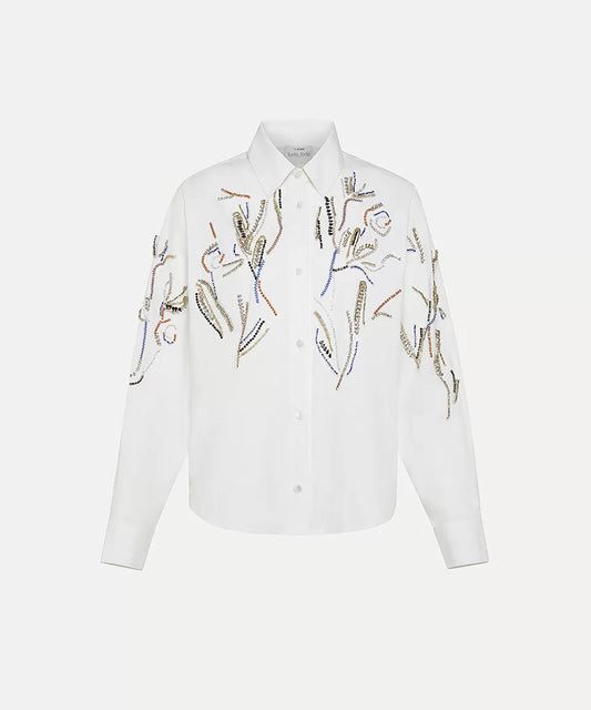 Crystal Rose Cotton Poplin Shirt White