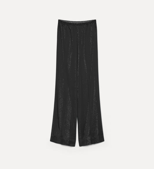 Silver Pinstripe Satin Trousers Notte